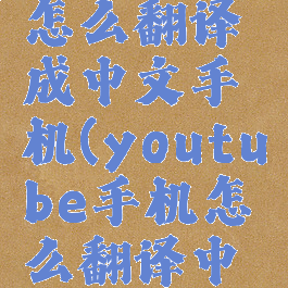 youtube怎么翻译成中文手机(youtube手机怎么翻译中文字幕)