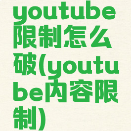 youtube限制怎么破(youtube内容限制)