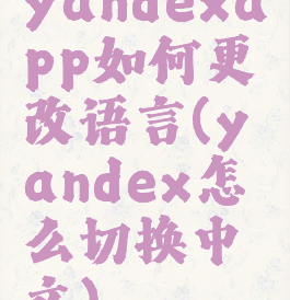 yandexapp如何更改语言(yandex怎么切换中文)