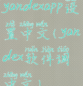 yandexapp设置中文(yandex软件调中文)