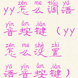 yy怎么调语音按键(yy怎么设置语音按键)