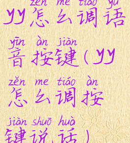 yy怎么调语音按键(yy怎么调按键说话)