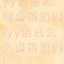 yy语音如何设置密码(yy语音怎么设置密码)
