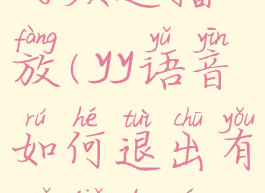 yy语音如何退出有马甲的频道播放(yy语音如何退出有马甲的频道播放界面)