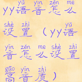 yy语音怎么设置(yy语音怎么设置高音质)
