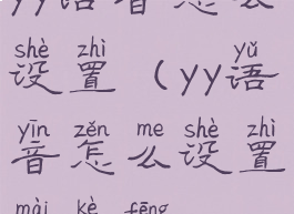 yy语音怎么设置(yy语音怎么设置麦克风)