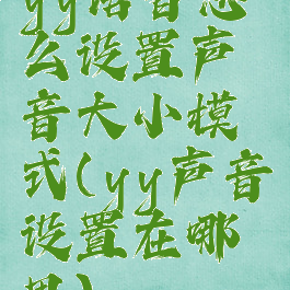 yy语音怎么设置声音大小模式(yy声音设置在哪里)