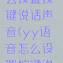 yy语音怎么设置按键说话声音(yy语音怎么设置按键说话声音大)