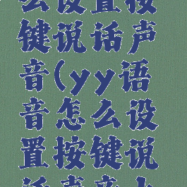 yy语音怎么设置按键说话声音(yy语音怎么设置按键说话声音大小)