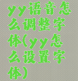 yy语音怎么调整字体(yy怎么设置字体)