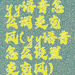 yy语音怎么调麦克风(yy语音怎么设置麦克风)