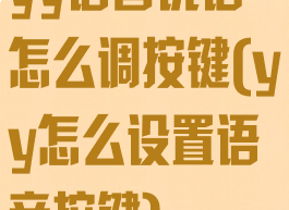 yy语音说话怎么调按键(yy怎么设置语音按键)