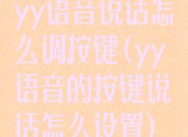 yy语音说话怎么调按键(yy语音的按键说话怎么设置)