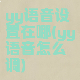 yy语音设置在哪(yy语音怎么调)