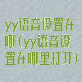 yy语音设置在哪(yy语音设置在哪里打开)
