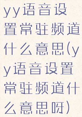 yy语音设置常驻频道什么意思(yy语音设置常驻频道什么意思呀)