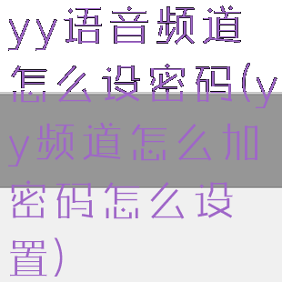 yy语音频道怎么设密码(yy频道怎么加密码怎么设置)